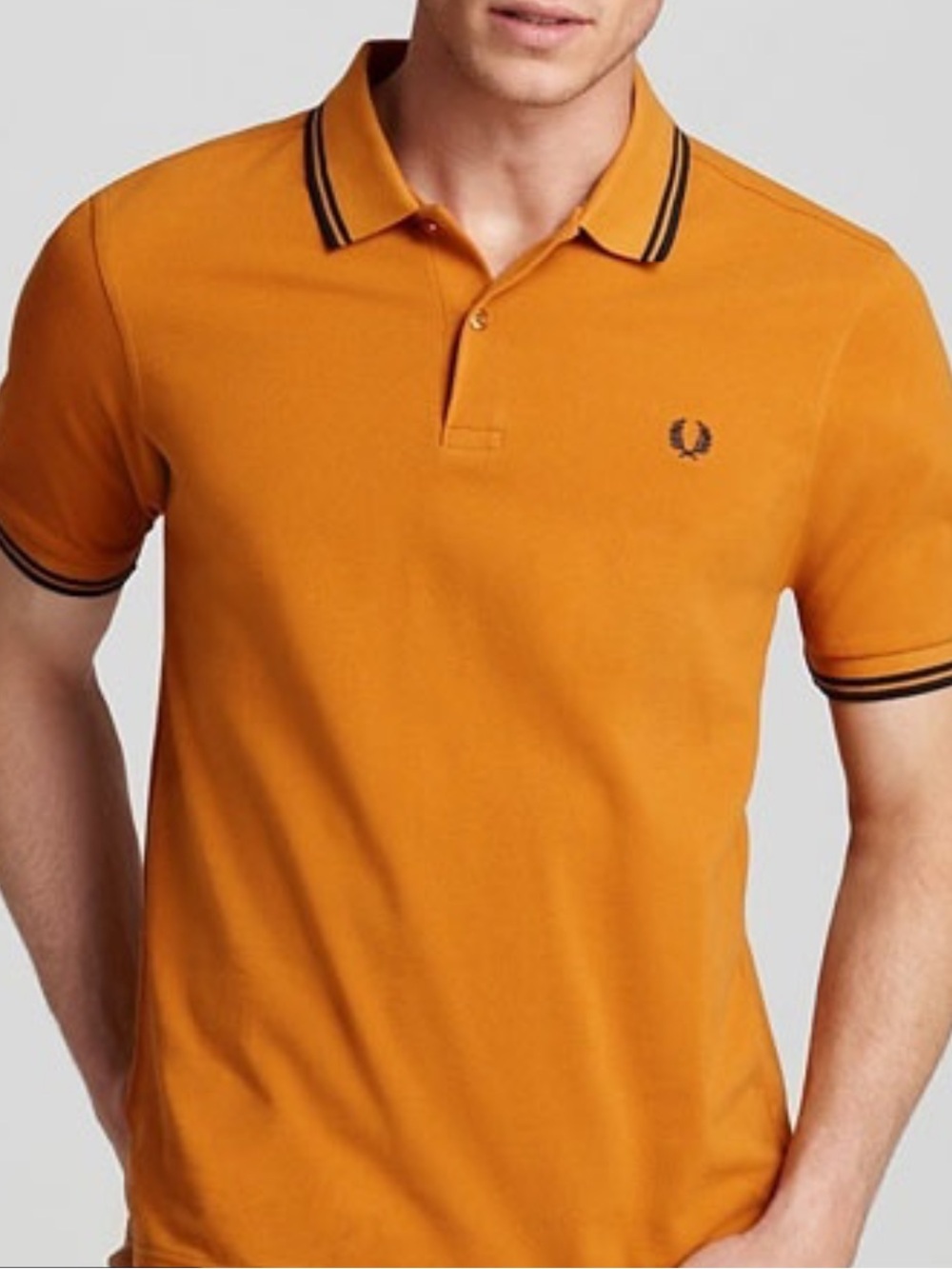 Fred Perry Caramel Brown Orange 100% Cotton Twin Tipped Preppy Polo Shirt Sz XL